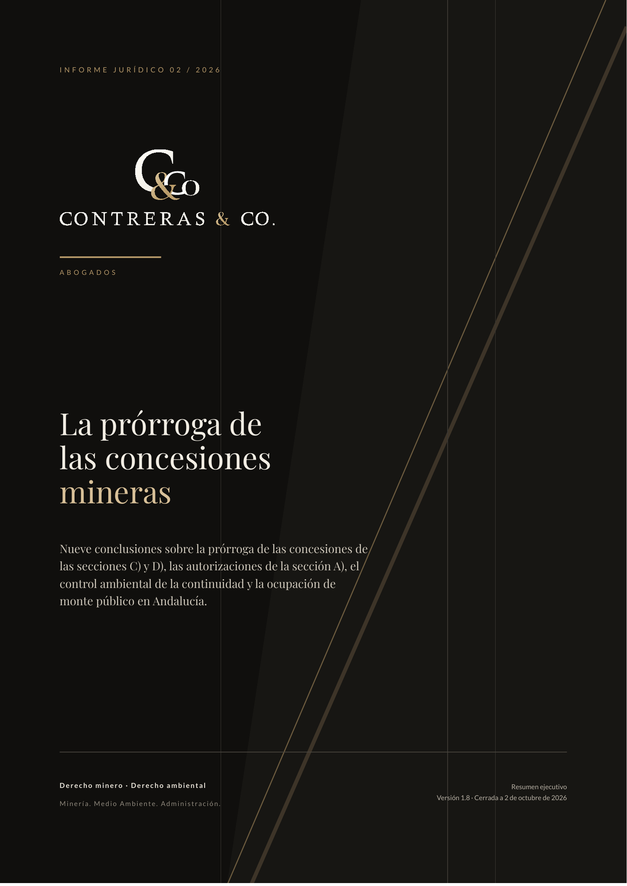 Portada del Informe Jurídico 02/2026 sobre prórroga de concesiones mineras